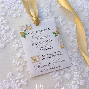 Bustine Personalizzate per Semi Nozze d'oro, Segnaposto  eco-friendly, Semi da piantare, Bomboniera Ecologica, Anniversario di matrimonio