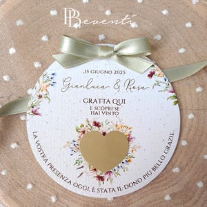 Segnaposto Linea Wild Flowers, Segnaposto Gratta e Vinci personalizzato, Segnaposto Matrimonio, Compleanno, Lotteria degli Sposi, Sorpresa