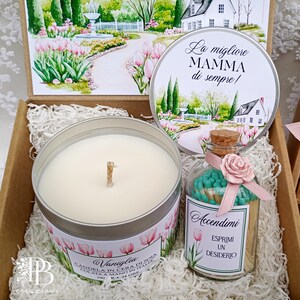 Idea regalo Festa della Mamma, Candela di soia profumata, Fiammiferi, Gift Box elegante, Regalo mamma