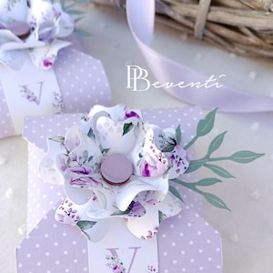 Scatolina Portaconfetti Prima Comunione, Bomboniere Comunione Fai DaTe, Portaconfetti Compleanno, Porta confetti Battesimo, Fiori Viola