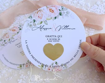 Tarjeta de lugar de la línea Spring Rose, tarjeta de lugar personalizada para raspar y ganar, tarjeta de lugar para bodas, cumpleaños, lotería para los recién casados, sorpresa