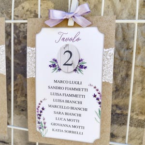 Planificador de mesas para bodas y marcadores de mesa, Planificador de mesas de línea provenzal, Planificador de mesas para bodas, Planificador de mesas para comuniones, Planificador de mesas color lavanda imagen 2