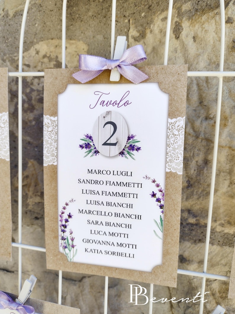 Planificador de mesas para bodas y marcadores de mesa, Planificador de mesas de línea provenzal, Planificador de mesas para bodas, Planificador de mesas para comuniones, Planificador de mesas color lavanda imagen 2