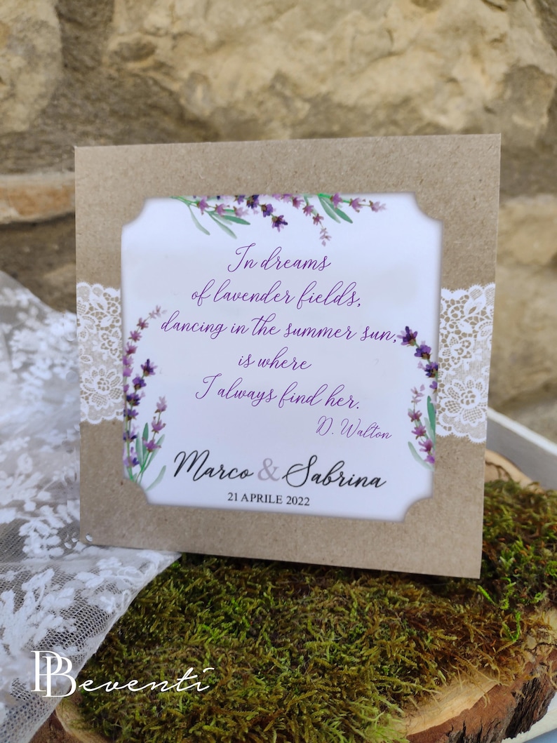 Planificador de mesas para bodas y marcadores de mesa, Planificador de mesas de línea provenzal, Planificador de mesas para bodas, Planificador de mesas para comuniones, Planificador de mesas color lavanda imagen 3