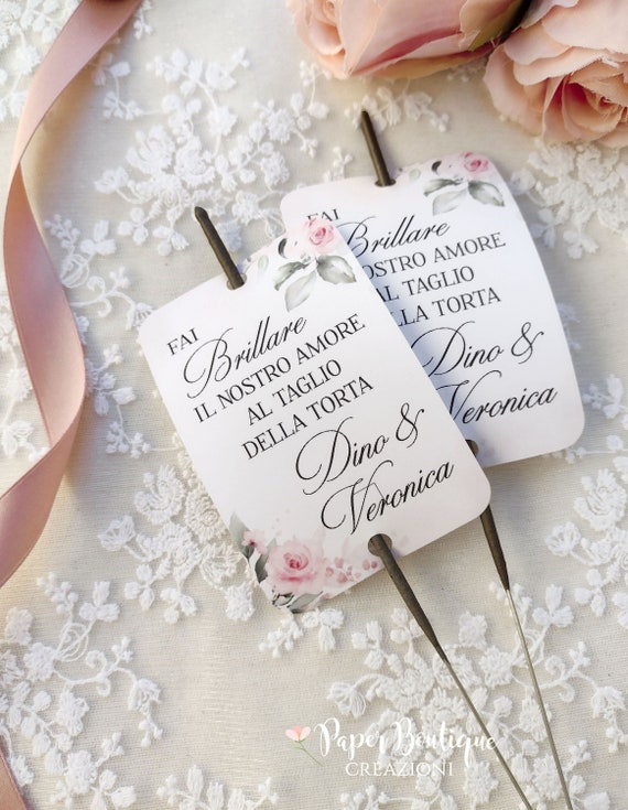 20 Scintille Luminose Per Matrimonio - Stelline Con Cartoncino Personalizzato