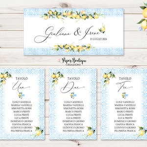 Cartellini per Tableau de Mariage e Segna tavoli, Tableau Linea Mediterraneo, Tableau Matrimonio, Tableau Comunione, Maioliche e Limoni