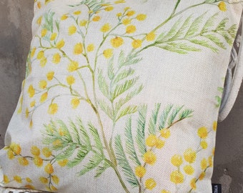 Australian Golden Wattle,linen cushion cover