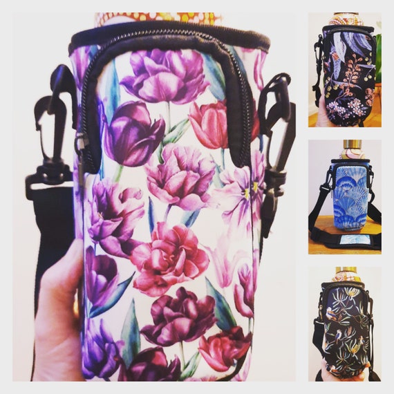 Water and Phone Carrier- Carry Bag- Insulated Bag- Waterproof- Handmade- Floral Style- Gift idea.