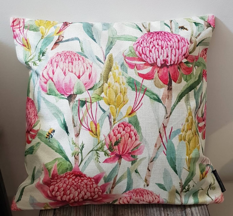 Australian Flora Cushion Covers Banksia Waratah Violet Etsy Australia