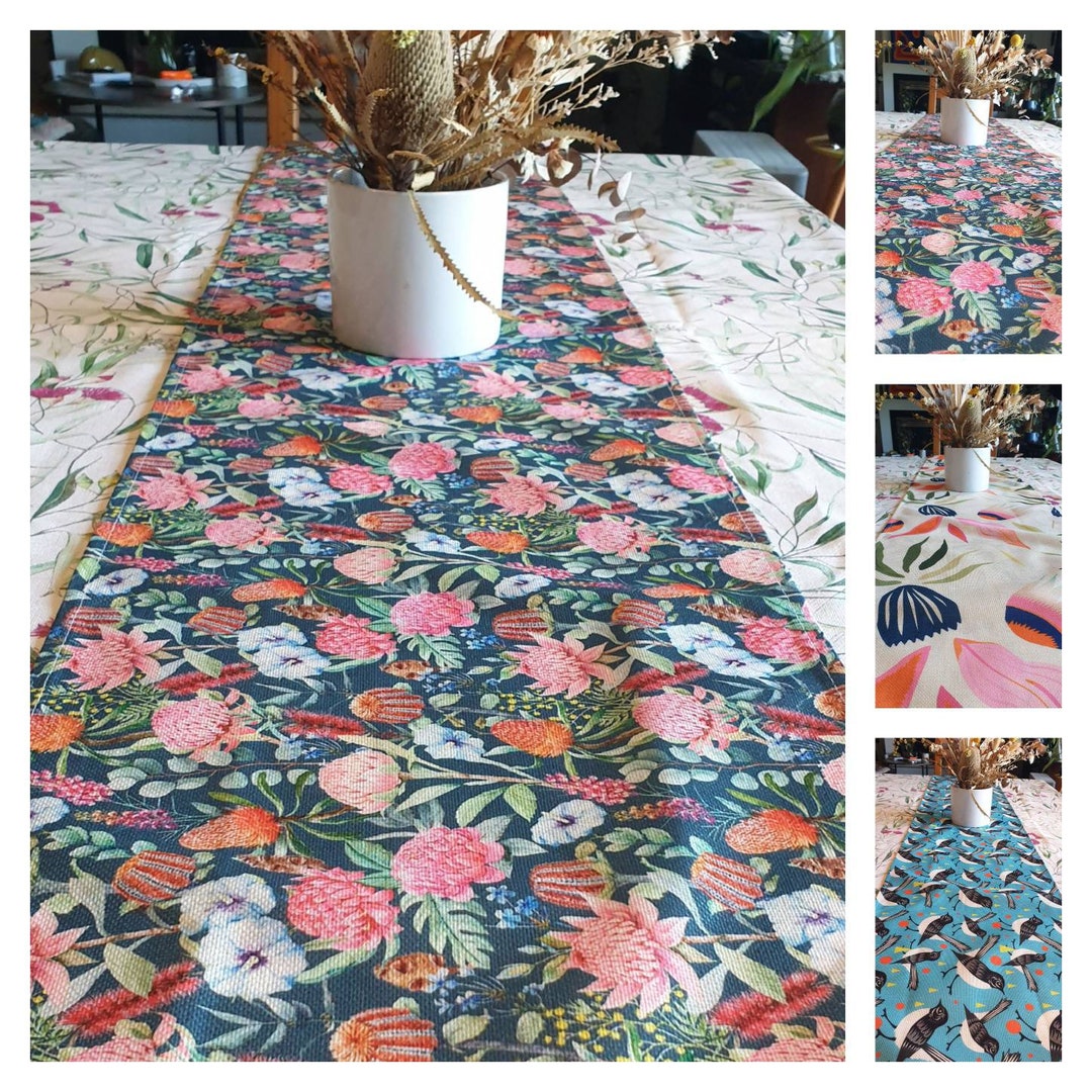 New Linen Table Runners Australian Native Flora Birds Designer Handmade Home Dining Gift. Etsy