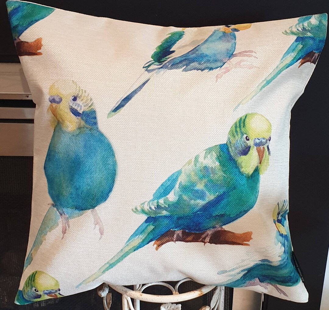 Budgies Parakeet Cushion Cover Size 45x45cm Handmade Home Decor Pillow ...