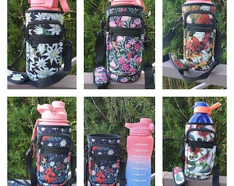 Jumbo- XL super big- Water bottle bag- phone bag- 2Litre capacity- two pockets with zipper- Adjustable strap- Made in Au.