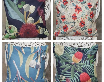 Australian Native Flora- Cushion Covers- Eucalyptus- Gumnut- Wildflowers- Made in Australia.