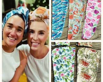 Botanical- Microfiber- Hair Wrap- Towel-  Storage bag gift- All hair types- Fast drying- Made in Au.