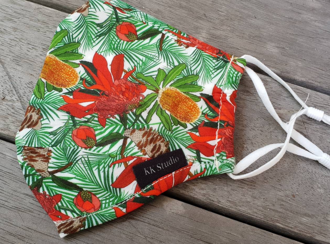 Australian Native Floral Organic Cotton Face Maskreusable Etsy Australia