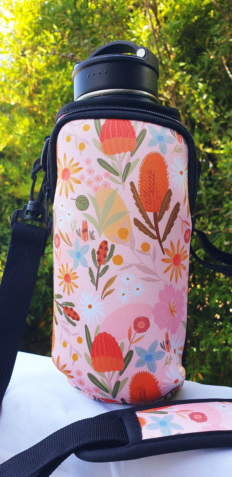 New XL Size Water bottle carry bags with a phone pocket adjustable strap zipper on pocket fits large phones Washable Work Beach. image 3