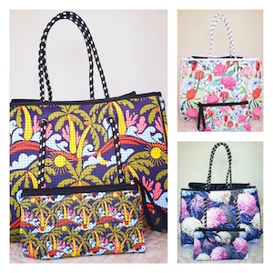 Large - Neoprene- Tote - Beach Bag - Travel Bag- Handmade in Australia.