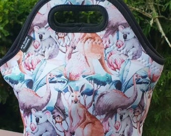 Australian Animals-Koala- Kangaroo- Wombat- Lunch Bag collection- Handmade- Insulated Totes- Food storage- Waterproof- Washable- Gift Idea.