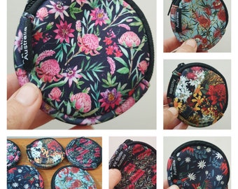 Coin purse- Coin pouch- Floral- Handmade- Waterproof- Gift ideas.