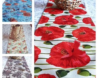 Linen Table Runner- Australian Native Flora- Waratah- Banksia- Eucalyptus- Flannel Flower- Poppies  Handmade- Home- Dining-