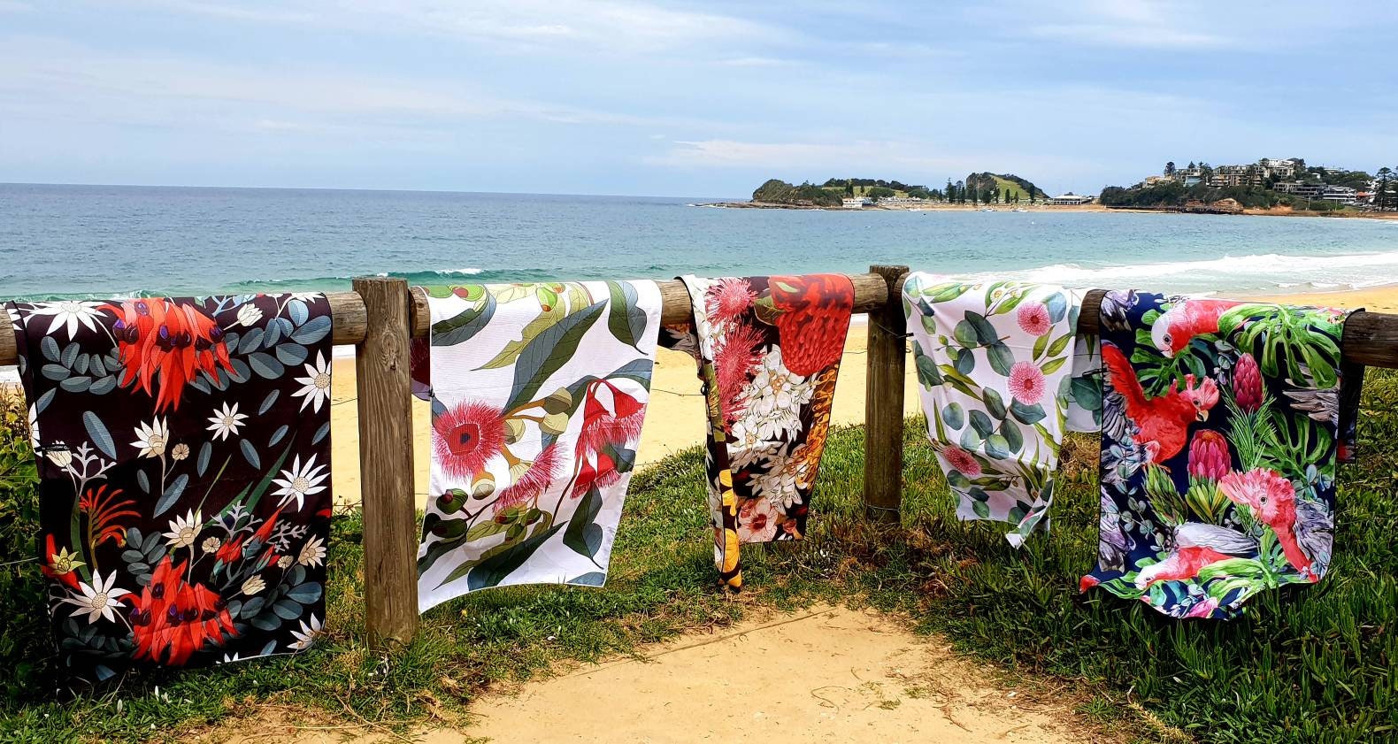 Sand Free Beach Towel Absorbent Fabric Eucalyptus Tropical Galahs