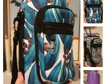 Jumbo- XL super big- Water bottle bag- phone bag- 2Litre capacity- two pockets with zipper- Adjustable strap- Made in Au.