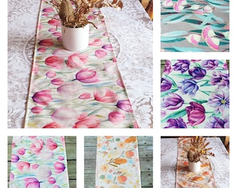Linen Table Runner- Australian Native Flora- Eucalyptus- Flowers- Handmade- Home- Dining- Gift.