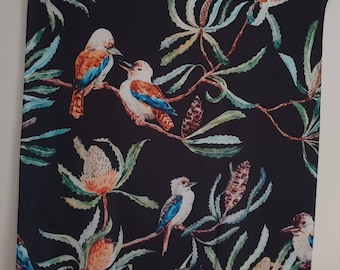 Australische - Kookaburra - seidige Schals - Handgemacht - Quadratisch - Größe 70 x 70 cm - Geschenkidee.