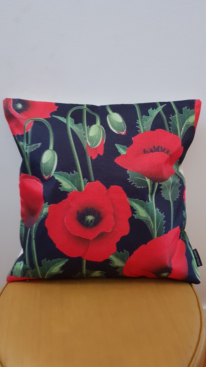 Red Poppies Linen Cushion Cover Australiana Handmade 2 Etsy Australia