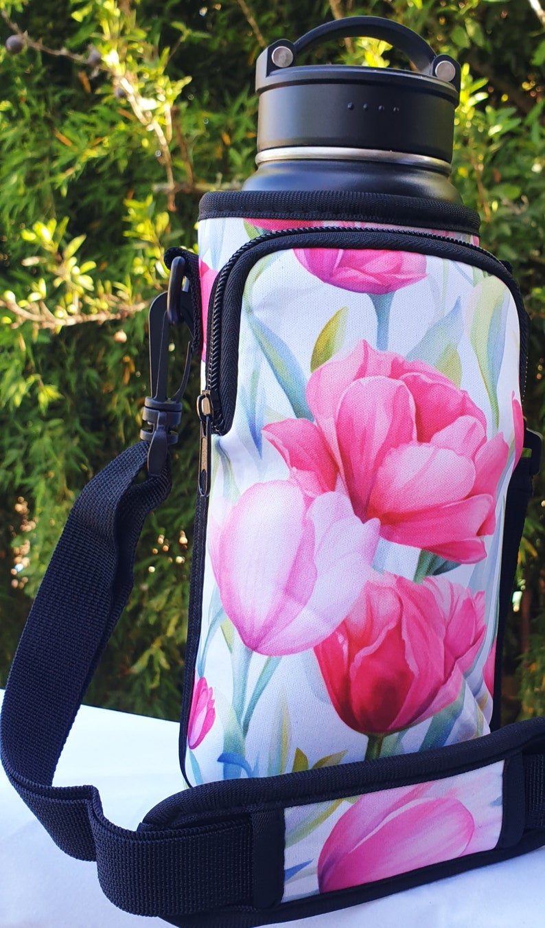 New XL Size Water bottle carry bags with a phone pocket adjustable strap zipper on pocket fits large phones Washable Work Beach. image 7