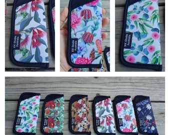 Glasses cases- Glasses soft pouch- Australian Native Flowers- Handmade- Made in Australia- Gift idea.