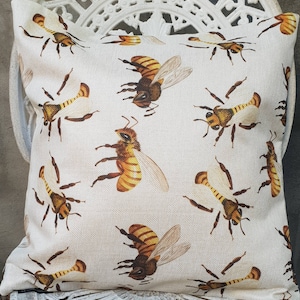 Bees- Linen Cuahion Cover- Decorative Pillow- Home - Decor - Gift- Made in Australia- Handmade.