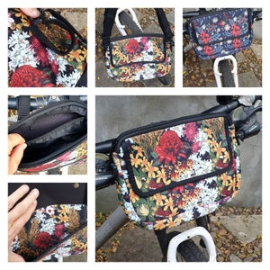 Front Handle Bike bag Waterproof Floral designs Ladies style Messanger Bag Carry water and phone Insulating Made in Au. image 1