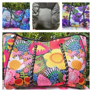 Large - Neoprene- Tote - Beach Bag - Travel Bag- Handmade in Australia.