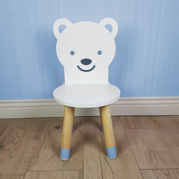 Teddy Bear Stool Wooden Toddler Chair Kids Shaped Nursery Decor Scandinavian Animal