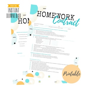 Homework Contract for Kids (PDF) - Printable Parents and Student Homework Policy Contract