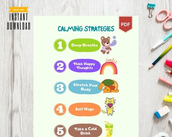 Calming Strategies Poster (PDF) - A Printable Mindfulness to Help Overcome Anger or Frustrations