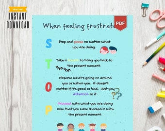 When Frustrated Poster (PDF), A Mindfulness Poster With Easy To Follow Strategies To Manage Frustrations