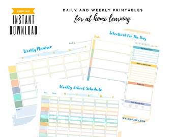 Printable Weekly Daily Kids Student Planner Schedule Homeschool Homework Organizer Activities