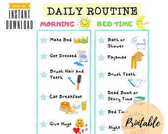 Morning and Bedtime Daily Routine (PDF) - Printable Morning and Bedtime Daily Routine To Teach Kids Life Skills Early On