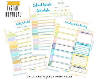 Student Planner Printable Kids Daily Schedule Weekly Planner Timetable Homeschool Schedule Daily Weekly Subject Checklist Homework Organizer