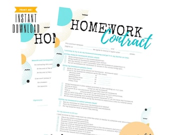 Homework Contract for Kids (PDF) - Printable Parents and Student Homework Policy Contract