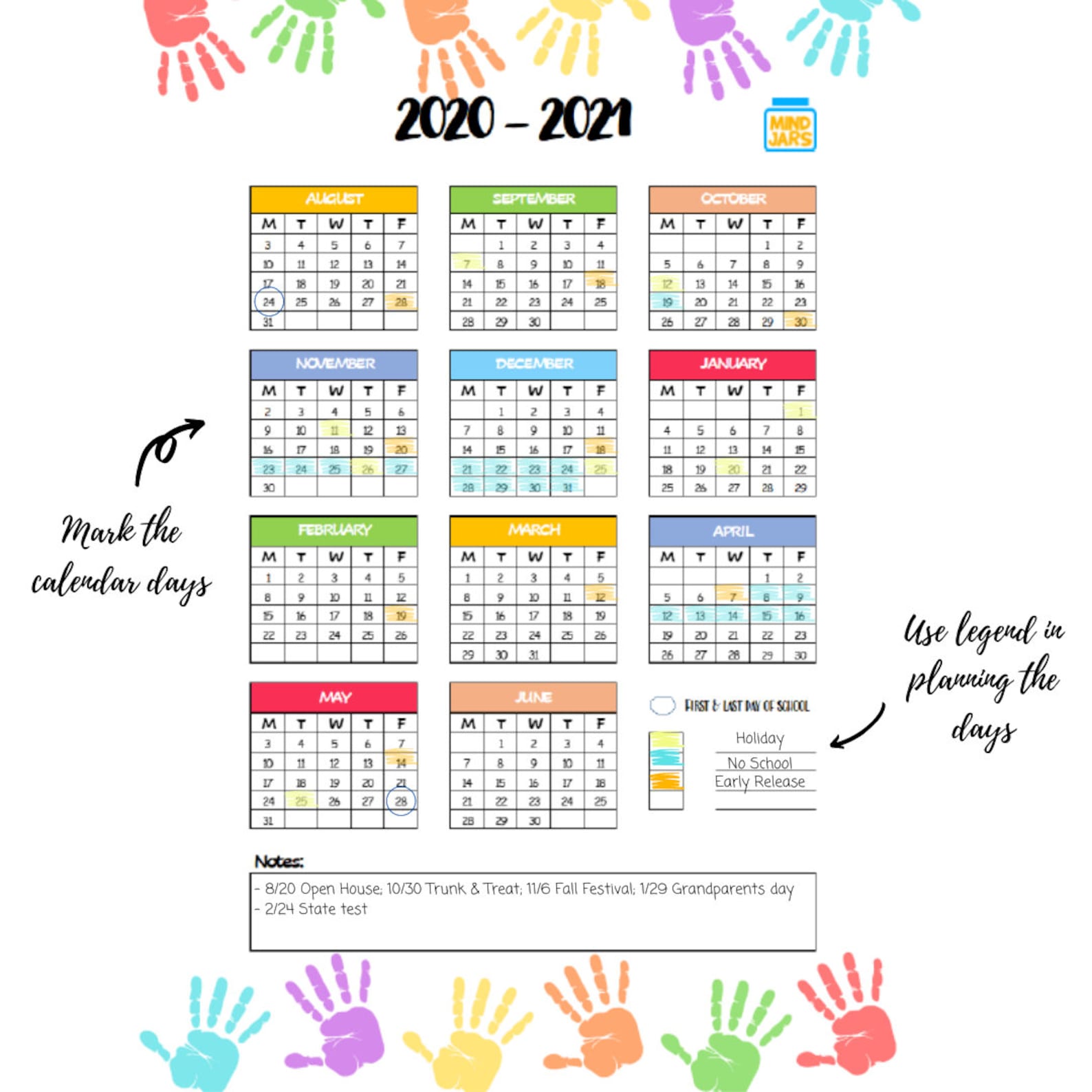 Printable Academic Calendar 2020 2021 Free Letter Templates Riset