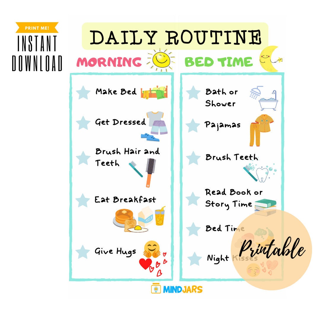 morning-and-bedtime-daily-routine-pdf-printable-morning-and-bedtime-daily-routine-to-teach-kids-life-skills-early-on-etsy