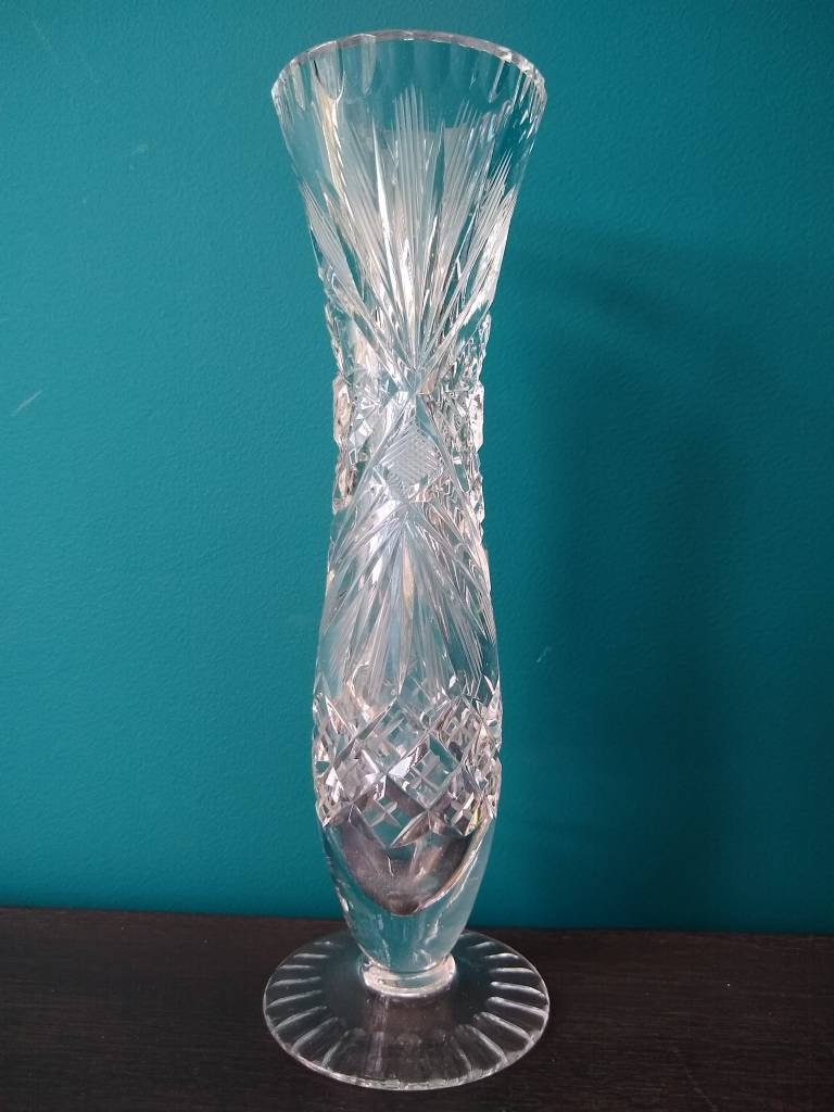 Cut glass crystal footed vase posy vase Etsy