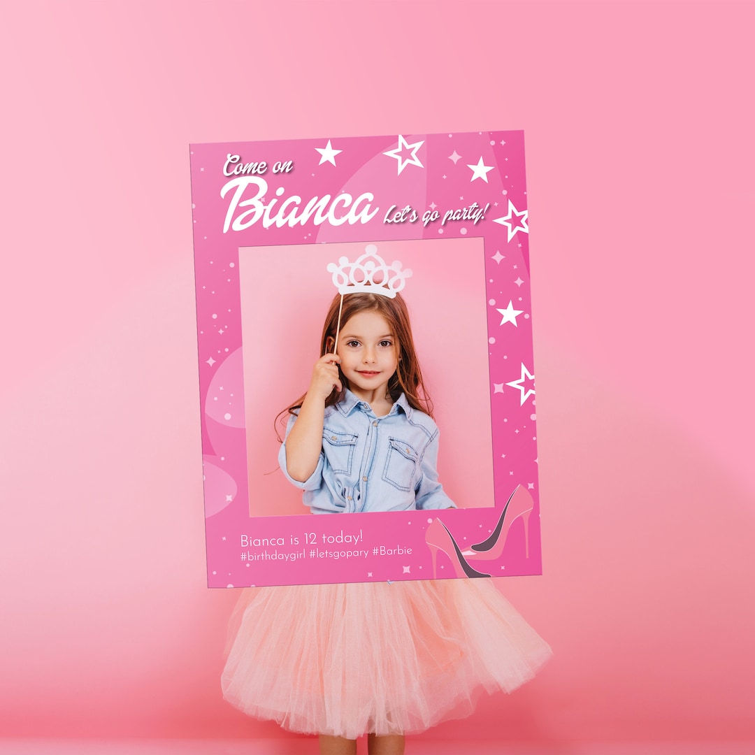 Barbie Photo Prop, SELFIE BOARD, Photo Booth Frame, Trendy Designs, Personalised Editable