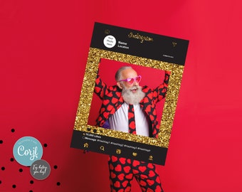 Personalized Gold Glitter Selfie Frame: Photo Booth Prop