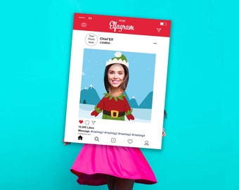 Personalized Christmas Elf Selfie Frame: Photo Booth Prop