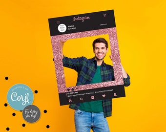 Personalised Instagram Photo Booth Frame: Pink Glitter Selfie Board