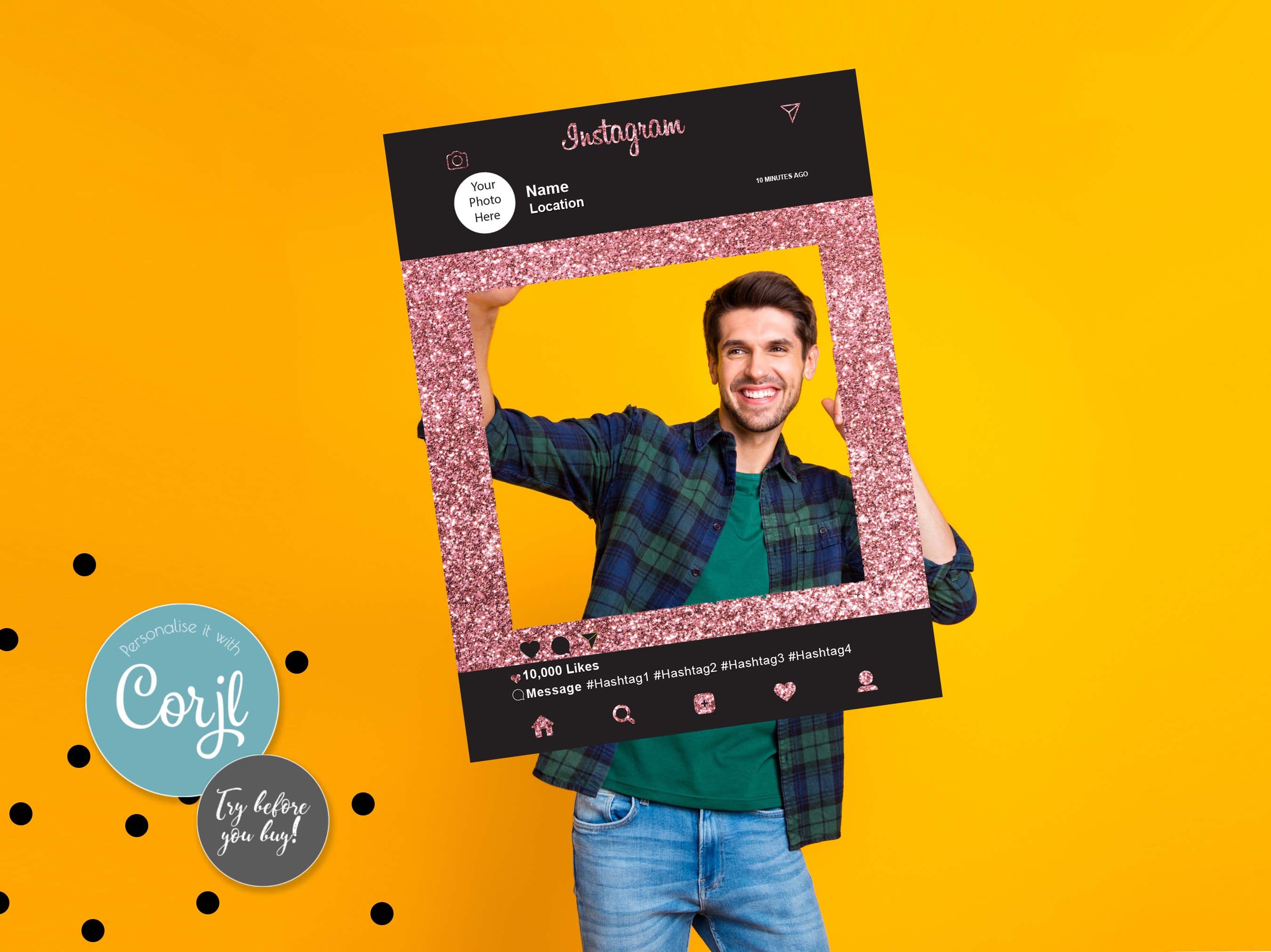 INSTAGRAM Photo Prop SELFIE BOARD Photo Booth Frame Trendy Etsy UK